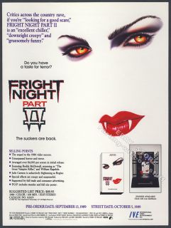 Fright Night Part II 2 Orig 1989 Video Advertisement Horror Ad 1988