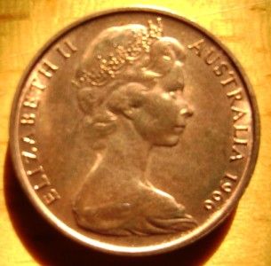 1966 2 Cent Australian Frilled Neck Dragon Lizard Coin UNC