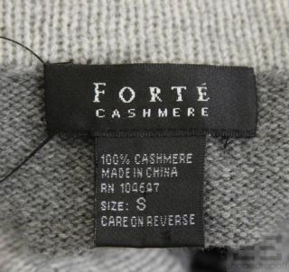 Forte Cashmere Gray Cashmere Funnel Neck Cardigan Size Small