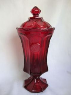 Fostoria Ruby Red Coin Glass Urn Candy 12 5