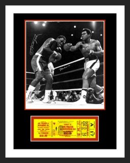 1974 Muhammad Ali vs Joe Frazier Ticket Photo Display