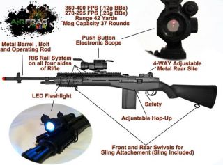 M160B2 M14 M1 Garand Spring Airsoft Sniper w/ RIS flashlight & Red Dot