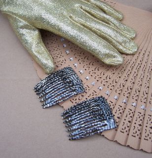 Vintage hair combs signed France Luxe faux snakeskin 1990s (S)