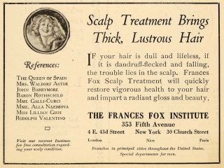1923 Ad Frances Fox Institute Hair Beauty Care Scalp Original