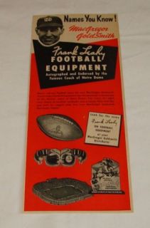 1948 Frank Leahy MacGregor Football Equipment Ad