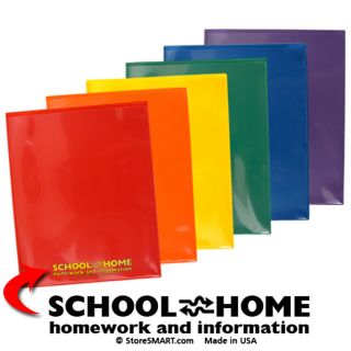 Pkt Plastic School Home Folders 6 pack 1 ea Color