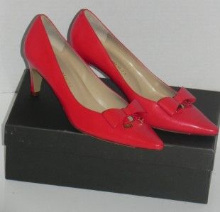 Bruno Magli Gabriella Rocha Athens Red Leather Pumps Shoes 38 8