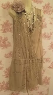 Frostfrench Deco 30s Charleston Flapper Frill 20s Style Sequin Gold