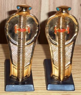 Franklin Mint Treasures Of Tutankhamun Golden Cobra Set of 2