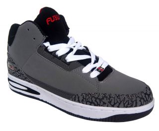 FUBU Eagle Mens Gray Black Hi Top Athletic Basketball Sneakers