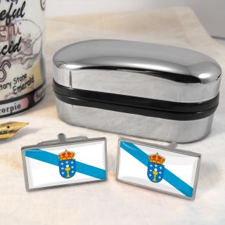 pair of mens cufflinks galicia flag actual product photo