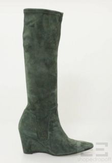 Fratelli Rosetti Green Suede Knee High Wedge Boots Size 37.5