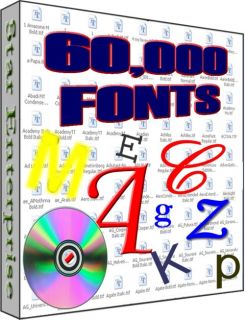60,000 High Quality TrueType Fonts Collection DVD TTF (True Type Font