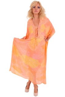 New Camilla Franks Silk Beaded Sunset Kaftan Dress OSFM