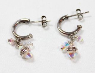 Lori Frantz Koenig LFK Silver Crystal Dangle Earrings $39