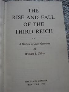 1960 hc rise fall of third reich shirer wwii 1st