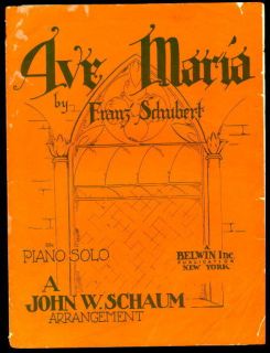 Sheet Music Ave Maria by Franz Schubert Piano Solo VG