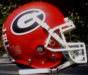 of Georgia Bulldogs Red Football Helmet Game Used & Team Issued #19