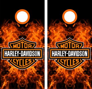 Fire Motorcycle Logo Cornhole Bag Toss Game Sticker Set