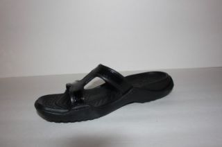 New Crocs Freida Womens Black Slip on T Strap Slide Sandals Shoe Size