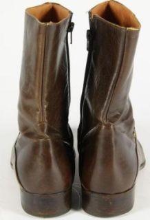 French Shriner Brown Leather Pointed Toe Zip Up Ankle Boots Size 11M
