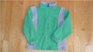 Girls The North Face Grey Lime Green Fleece Jacket Sz SP Preowned