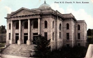 1914 FORT SCOTT KS FIRST METHODIST CHURCH MAILED FROM TOWN ANTIQUE OLD