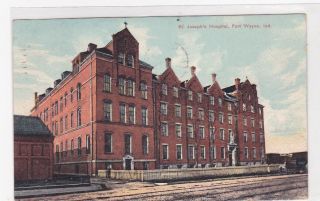 St Josephs Hospital Fort Wayne in Old 1900s Street Postcard