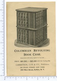  Book Case Encyclopedia Holder c1895 Garretson Cox Co Buffalo NY