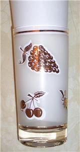  Gold Frosted Drinking Glasses Fruit Design Smoothie Helen Luger