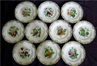 Finest Quality Set of 10 Antique Hand Painted Porcelain English