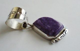 signed gary g sterling silver charoite pendant
