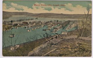 1913 Flood at Lowell Oh Ohio Beverly Devola N of Marietta Washington