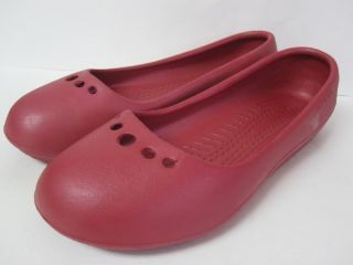  Flats Burgundy Ruby Red Womens Waterproof Garden Shoes Size 4