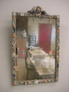  Shell Rock Crystal and Beach Glass Gaudi inspired Distressed Mirror