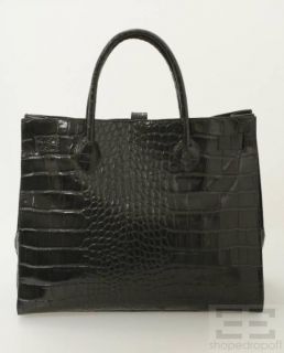 Furla Black Embossed Leather Silver Buckle Handbag