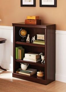 Bookcase Bookshelf Furniture 3 Shelf Tier Cherry Finish