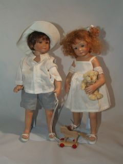 Gabriele Muller Boy and Girl Twins at Play Porcelain Dolls 12 Great