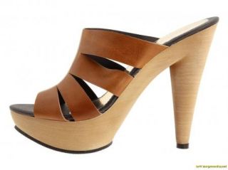 Gabriella Rocha Noella Sz 7 5 Cut Out Platforms Mules Tan Shoes New