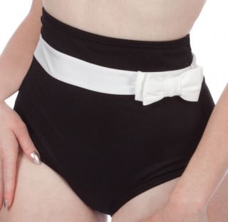 Fables by Barrie Black High Waist Frannie Swimsuit Bottoms White Bow
