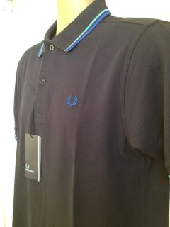 Fred Perry M1200 Polo Shirt Mens Large Dark Navy Twin Tipped BNWT