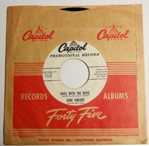 GENE VINCENT Race With The Devil / Back Up Baby PROMO white label 45