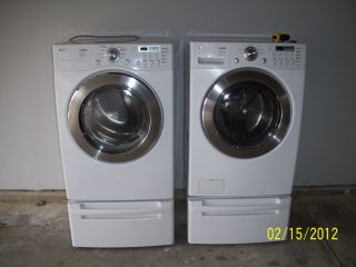 Last Chance to Buy LG Tromm H E Washer Gas Dryer With Pedestals