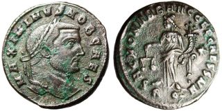 Galerius Bronze AE Follis Moneta Deity of Money Rome Ric 106B