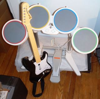 Wii Rockband Kit Guitar Microphone Drum Set The Beatles Video Game