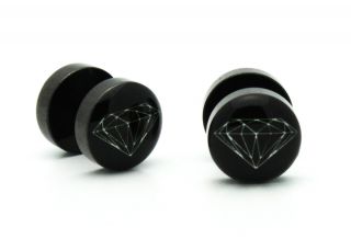 DIAMOND FAKE EAR PLUG GAUGES TAPER CHEATER 16G 00G LOOK SUPPLY DEMAND