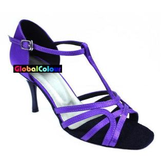 GC Purple Satin Latin Salsa Stiletto Heel Dance Shoes All Sizes C612
