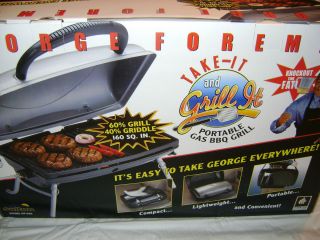 GEORGE FOREMAN PORTABLE GAS GRILL 160 SQUARE INCHES OF SPACE