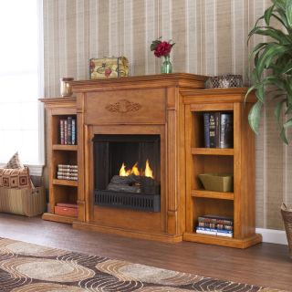 Gel Fireplace with Cabinet Bookcases Mantel TV Media Stand Console