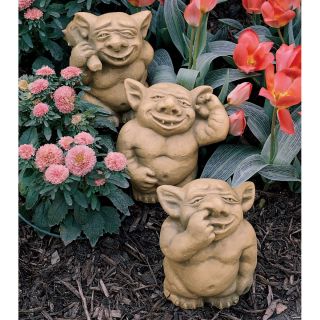 Set of 3 Bad Habits Gargoyle Trio Garden Statues Nose Ear Bum Pickers